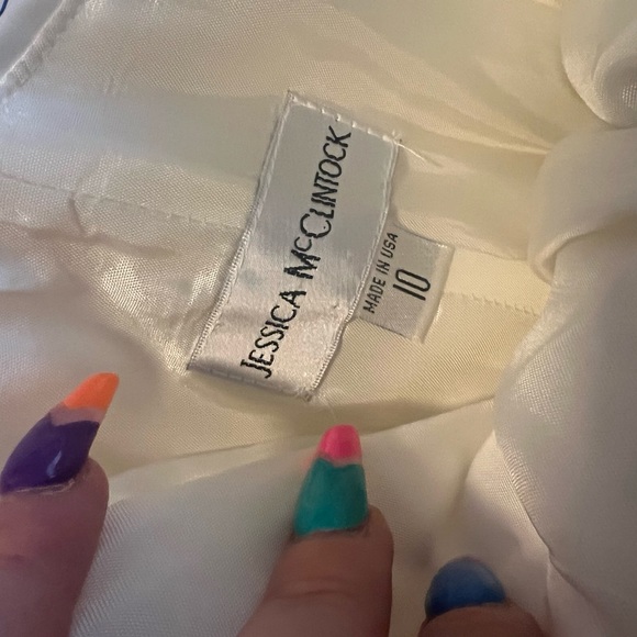 Jessica McClintock Off White cocktail dress with black stripe Size 10 - Picture 3 of 3